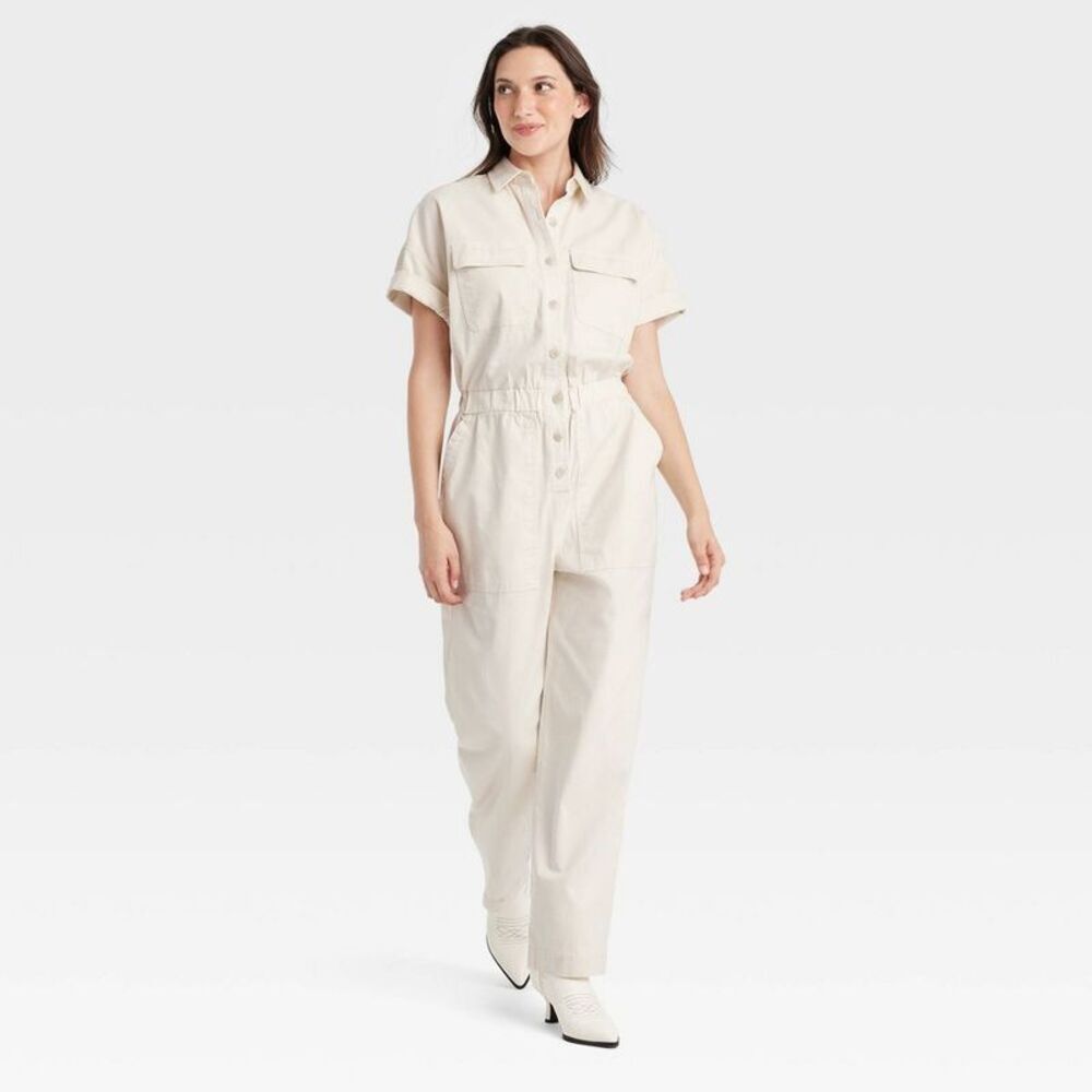 Universal Thread - Women's Short Sleeve Boilersuit - Universal Thread Cream - Picture 3 of 3